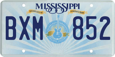 MS license plate BXM852