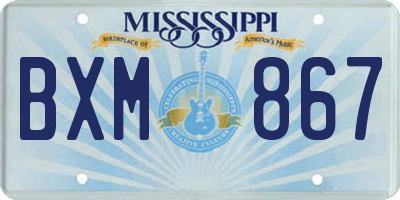 MS license plate BXM867