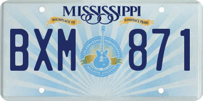 MS license plate BXM871