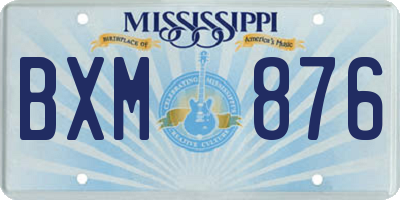 MS license plate BXM876