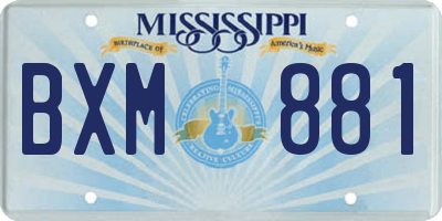 MS license plate BXM881