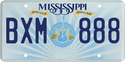 MS license plate BXM888