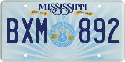 MS license plate BXM892