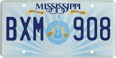 MS license plate BXM908
