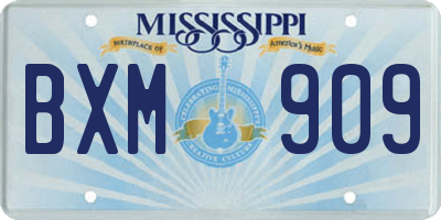 MS license plate BXM909