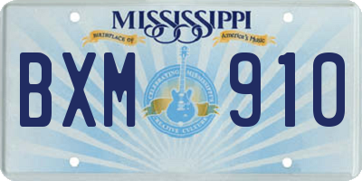 MS license plate BXM910