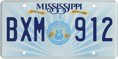 MS license plate BXM912