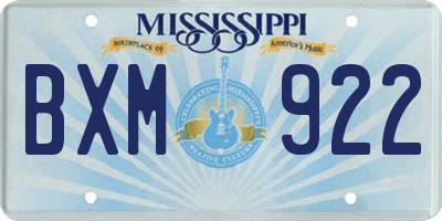 MS license plate BXM922