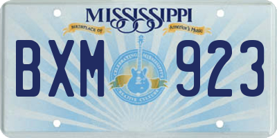 MS license plate BXM923