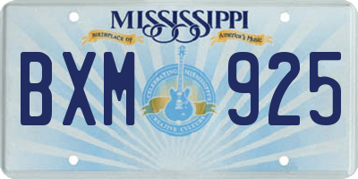 MS license plate BXM925