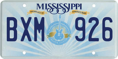 MS license plate BXM926