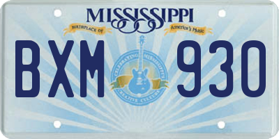 MS license plate BXM930