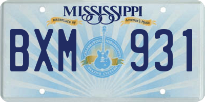 MS license plate BXM931