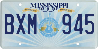 MS license plate BXM945