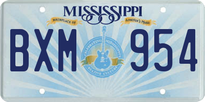 MS license plate BXM954