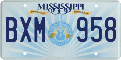 MS license plate BXM958