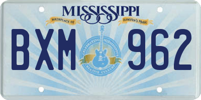 MS license plate BXM962