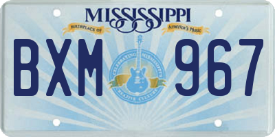 MS license plate BXM967
