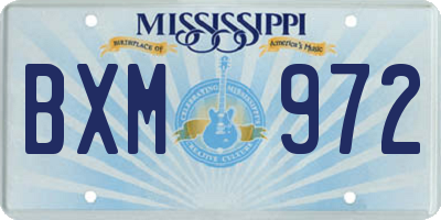 MS license plate BXM972
