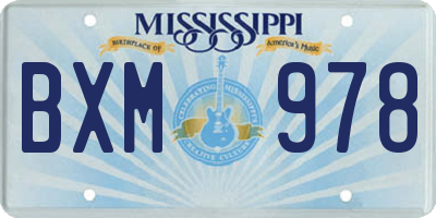 MS license plate BXM978