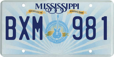 MS license plate BXM981
