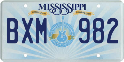 MS license plate BXM982