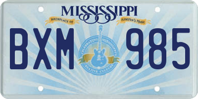 MS license plate BXM985