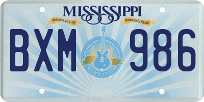 MS license plate BXM986