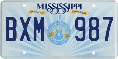 MS license plate BXM987
