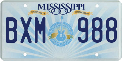 MS license plate BXM988