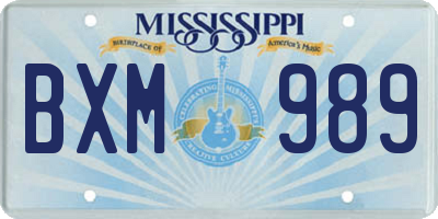 MS license plate BXM989
