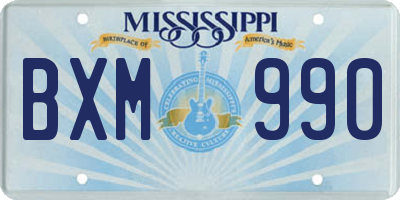 MS license plate BXM990