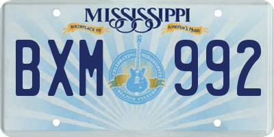 MS license plate BXM992