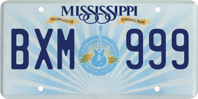 MS license plate BXM999
