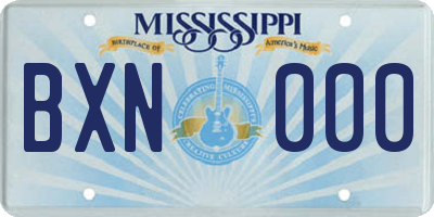 MS license plate BXN000