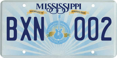 MS license plate BXN002