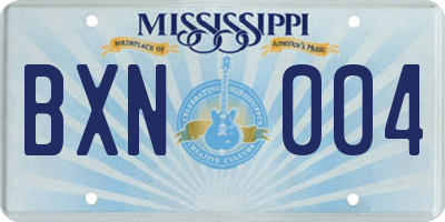 MS license plate BXN004