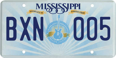 MS license plate BXN005