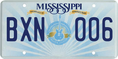 MS license plate BXN006