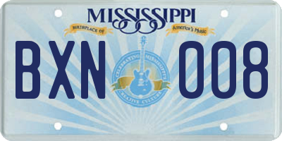 MS license plate BXN008
