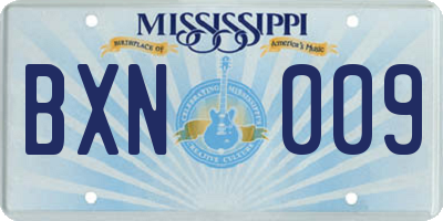 MS license plate BXN009