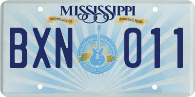 MS license plate BXN011