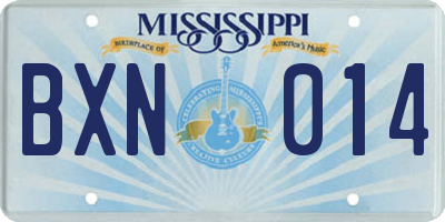 MS license plate BXN014