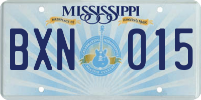 MS license plate BXN015