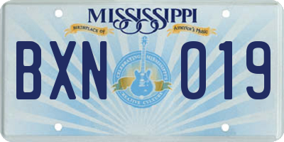 MS license plate BXN019