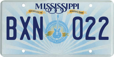 MS license plate BXN022