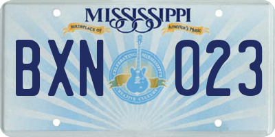 MS license plate BXN023