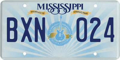 MS license plate BXN024