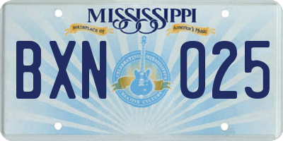 MS license plate BXN025