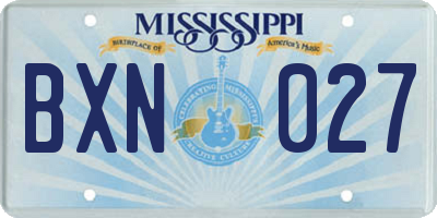 MS license plate BXN027